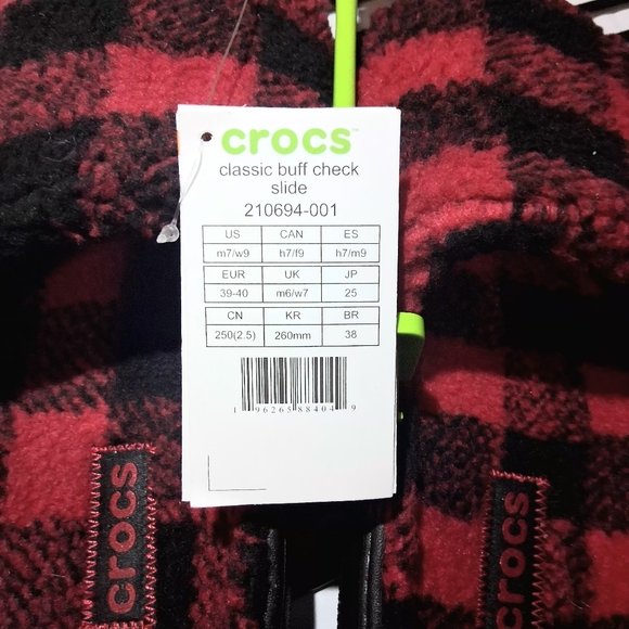 crocs Classic Buff Check Slide #210694-001 M7/W9 Red/Blk BRAND-NEW w/tags β€οΈππ - Picture 10 of 10